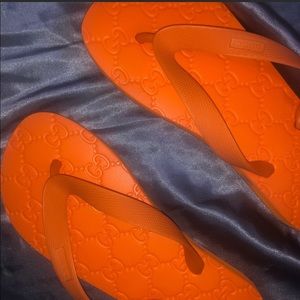 Orange Gucci Flip Flops